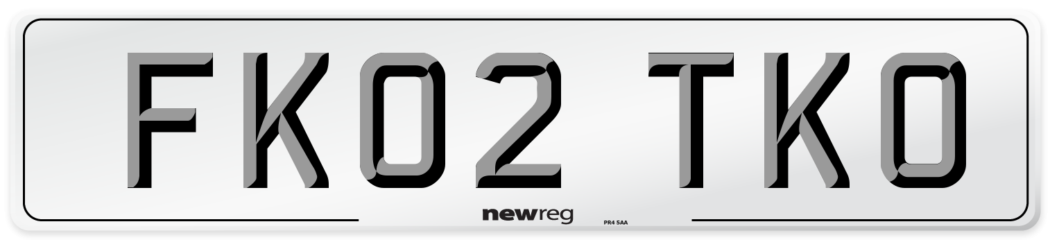 FK02 TKO Number Plate from New Reg
